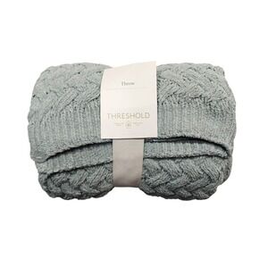 Threshold Chunky Chenille Knit Throw Blanket Soft Green 50x60 New